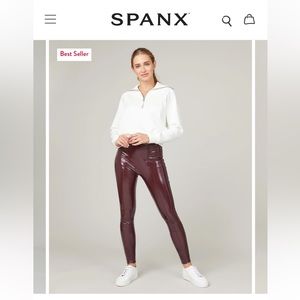 Spanx faux patent leather leggings in Ruby!
